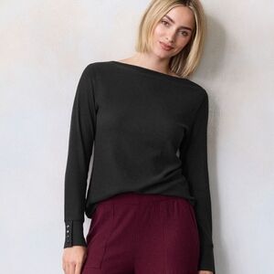 LC Lauren Conrad Black Ribbed Top